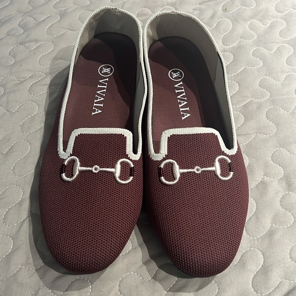 COPY - VIVAIA Round-Toe Patterned Loafers, Brick Red, Sz 7, very good condition. - Picture 2 of 6